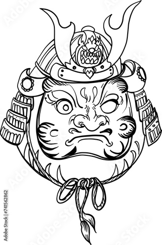 Japanese Daruma doll is a Lucky amulet and Symbol of Determination and Fortune. hand drawn and line art style. doodle art of daruma.outline and isolate.