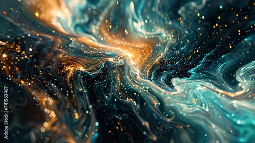 Illustration AI horizontal cosmic dance of swirling colors. Background concept, textures. photo