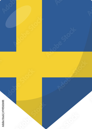 Sweden flag pennant 3D cartoon style.