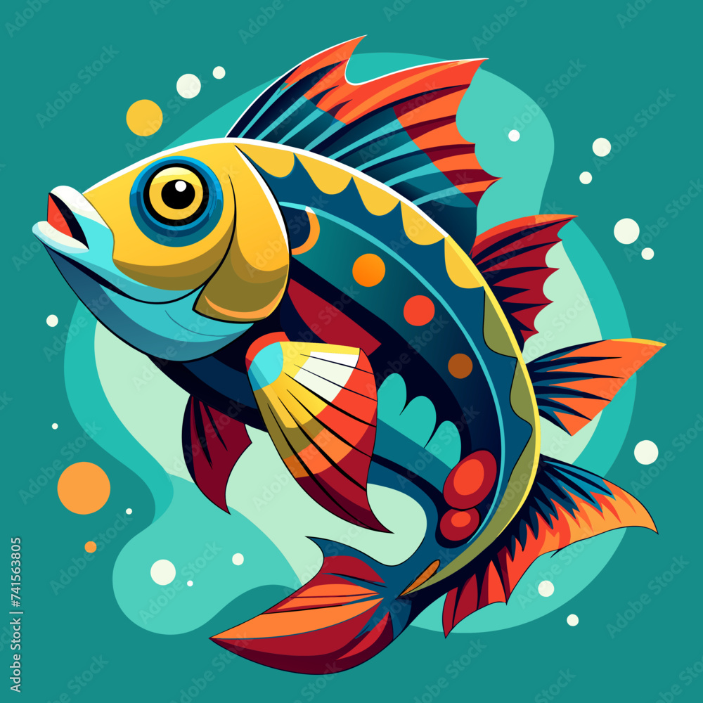 Naklejka premium Fish animal sea pet vector illustration cartoon pretty cute perfect beautiful amazing 