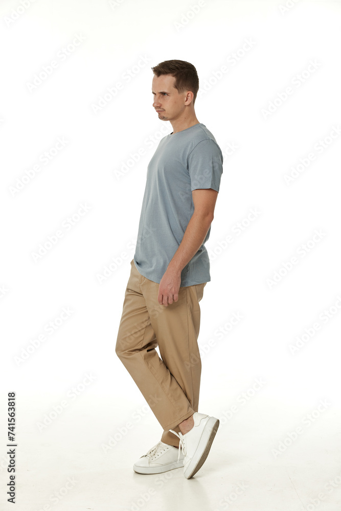 Naklejka premium offended frustrated young man on white background. sadness