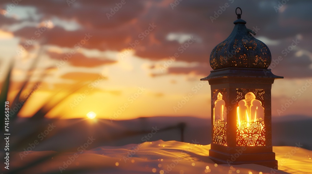 Ramadan Kareem background. Islamic lantern on the background of a beautiful sunset Ramadan Kareem background. Islamic lantern on the background of a beautiful sunset