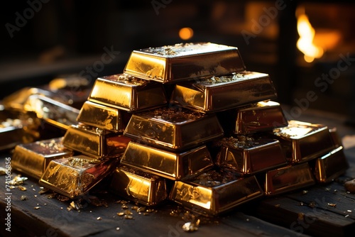 Gold bars stand tall in a perfectly stacked formation, embodying the concept of investment and the potential for long-term financial growth