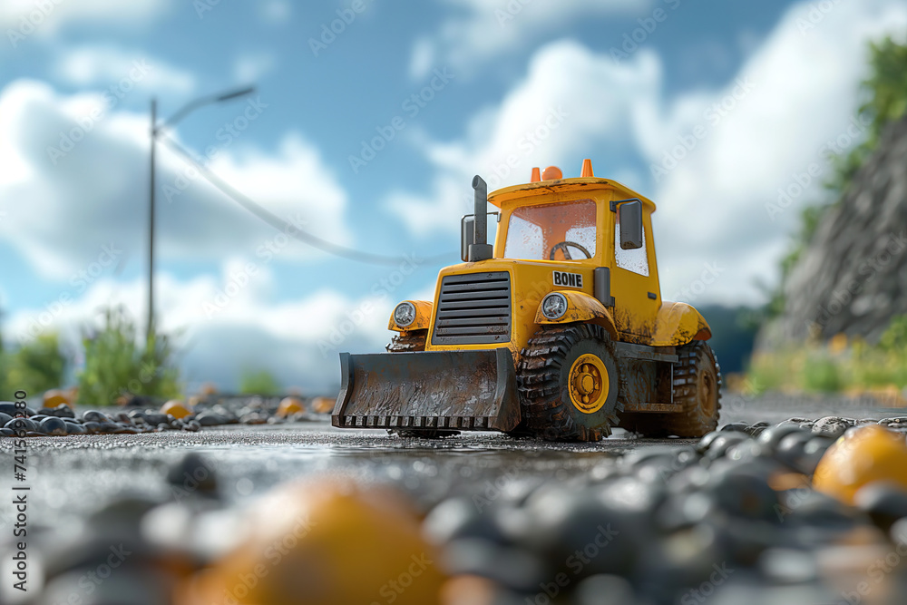 Construction machinery tractor 3d cartoon illustration Construction machinery tractor 3d cartoon illustration