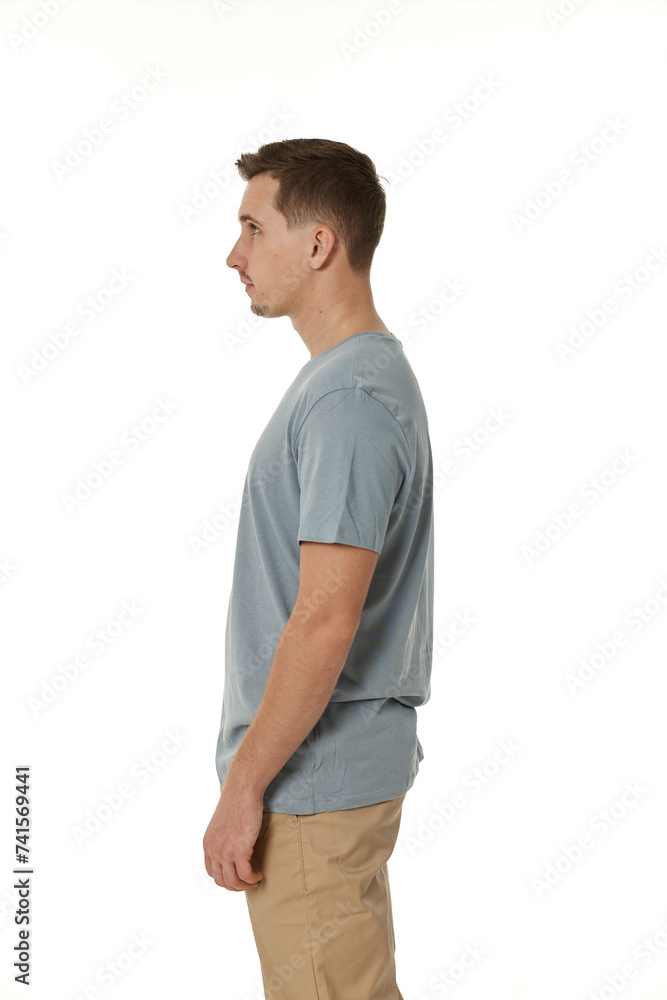 Fototapeta premium offended frustrated young man on white background. sadness