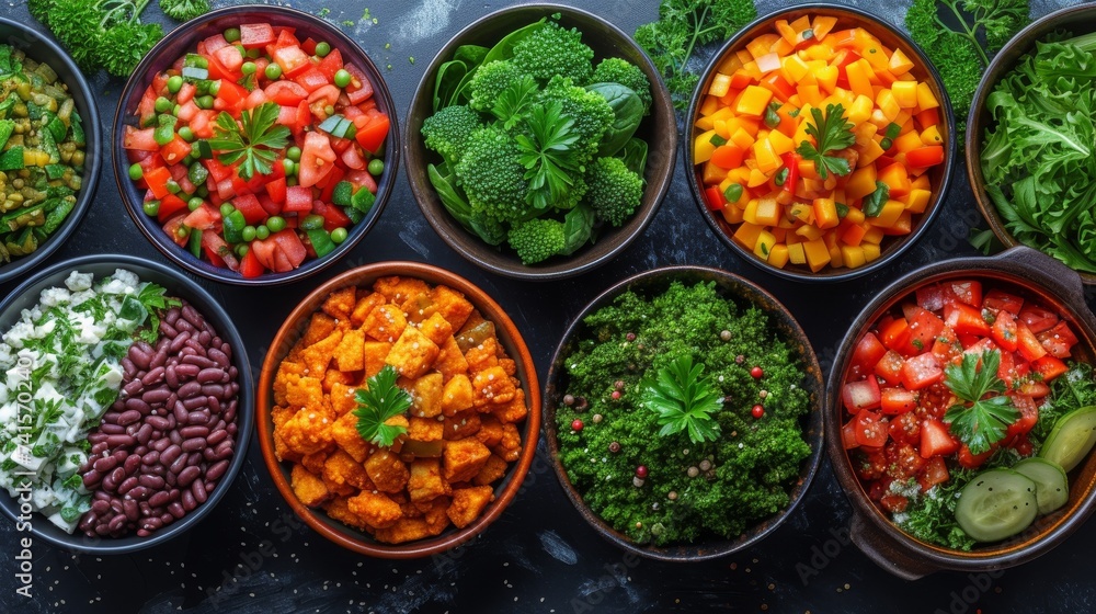 Plant-Based Cuisine: A collage of vibrant plant-based dishes, illustrating the growing trend of vegetarian and vegan culinary choices. Plant-Based Cuisine: A collage of vibrant plant-based dishes, illustrating the growing trend of vegetarian and vegan culinary choices.