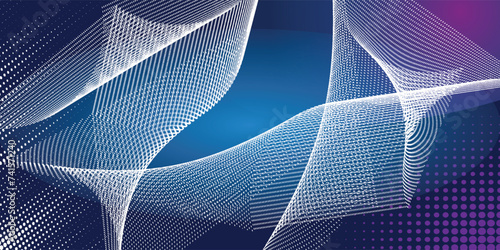 Modern light point Hi-tech digital technology concept. High tech computer illustration with purple and dark blue gradient background
