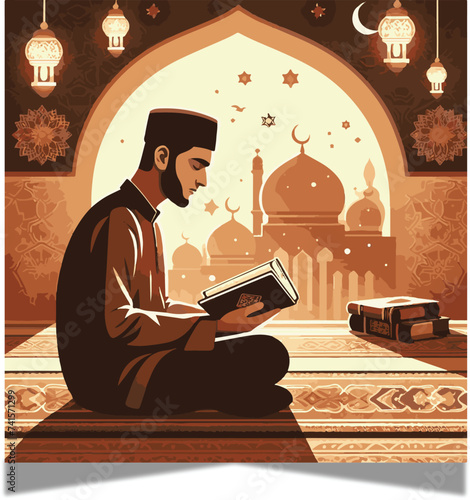 Canvas Print Vector ramadan kareem mosque logo islamic illustration vector design