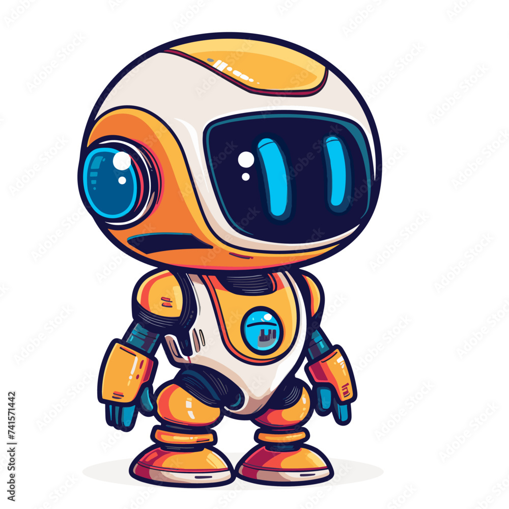 Cute cartoon robot. Vector illustration isolated on a white background.