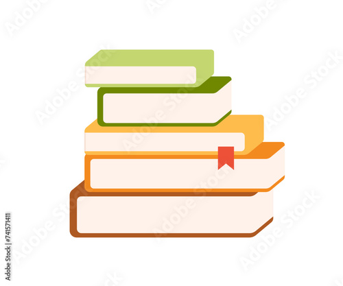 Books stack. Education, study, academic knowledge concept. Abstract textbooks, literature for learning and reading. Dictionaries, encyclopedias. Flat vector illustration isolated on white background