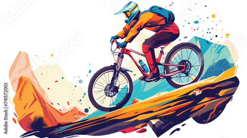 Extreme sport mountain biking vector flat isolate © iclute