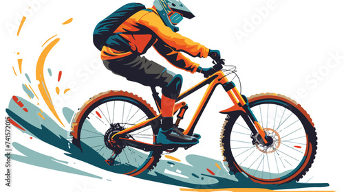 Extreme sport mountain biking vector flat isolate © iclute