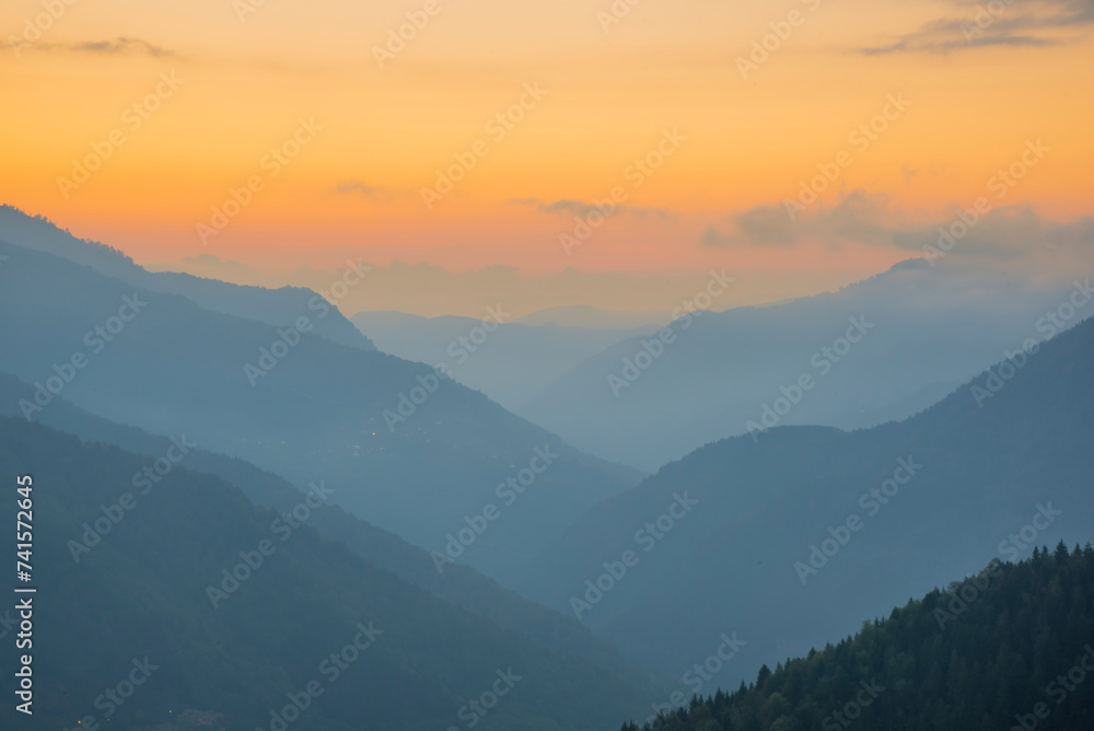 Obraz premium Various images from the Black Sea plateaus mountain peaks plateau houses clouds streams waterfalls lakes day and sunset colors