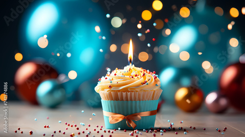 Delicious festive cupcakes with sparkler candles on table, light background
