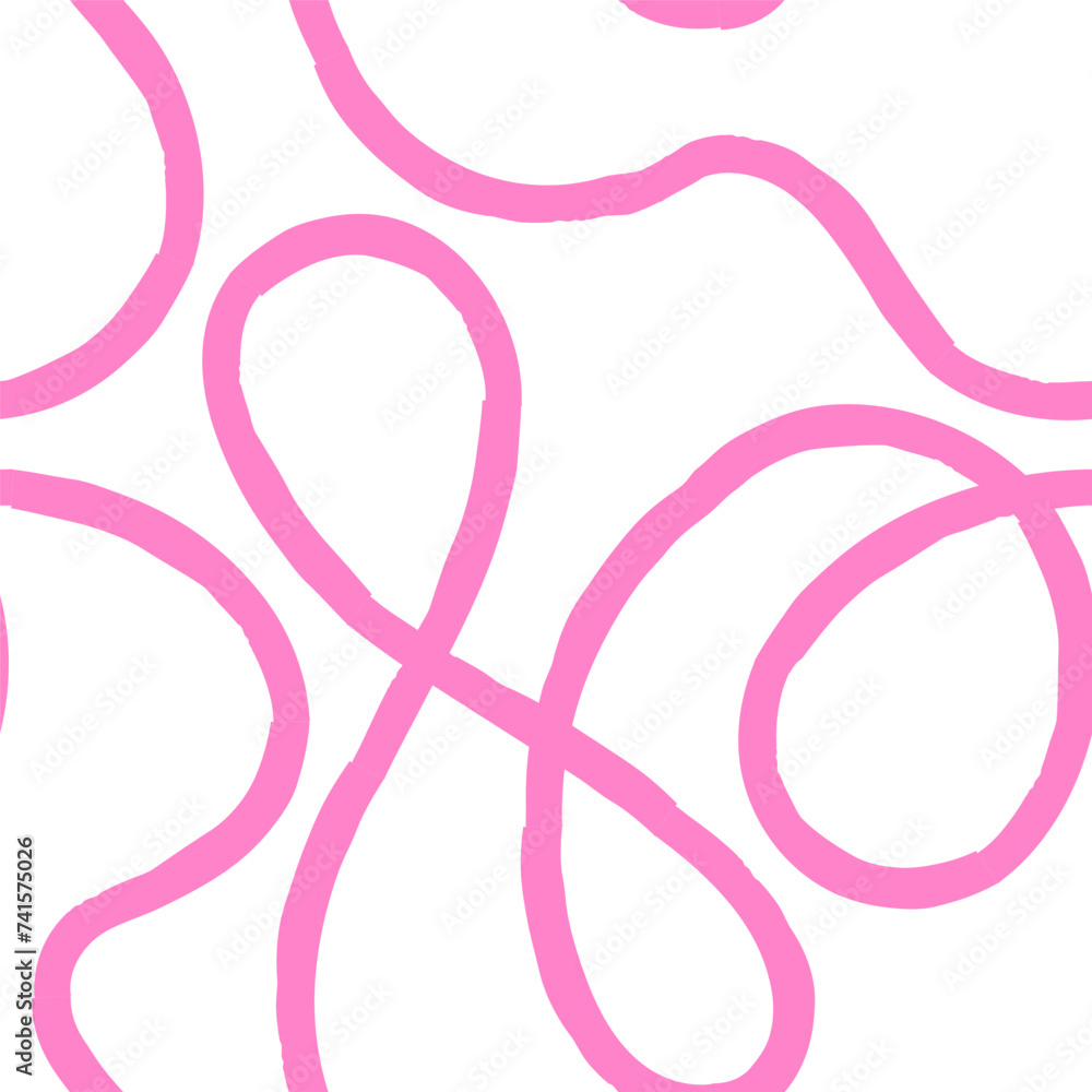 seamless pattern with Brush, marker chalk crayon drawn bold doodle lines. Grunge squiggles and scribbles. Simple childish scribble wallpaper print