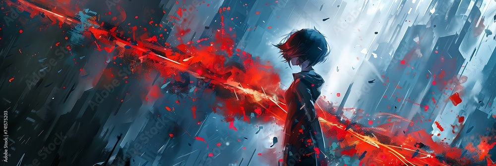 Obraz premium Abstract Anime background, manga style, LOFI, colorful wallpaper, poster cover