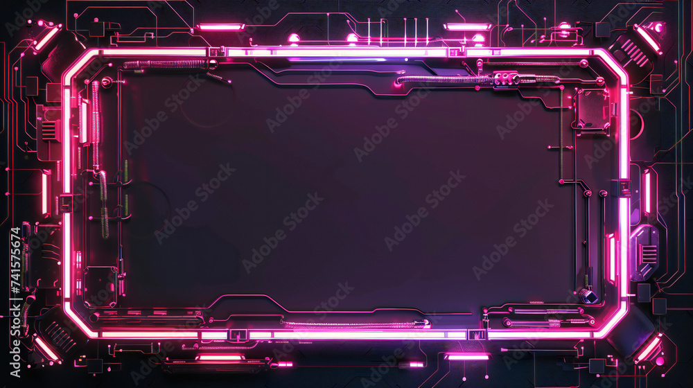 Obraz premium cyberpunk style frame border background