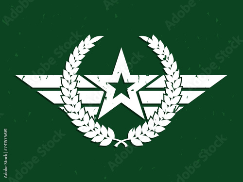 white grunge military star symbol / vector illustration
