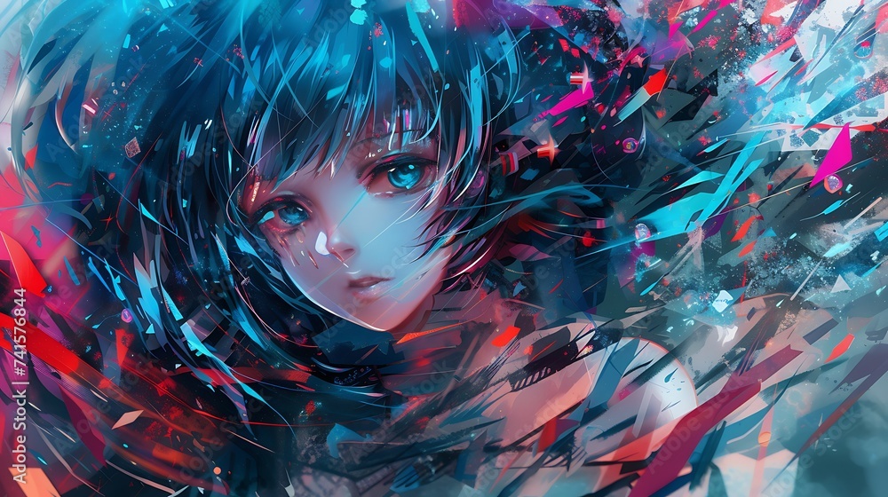 Abstract Anime background, manga style, LOFI, colorful wallpaper, poster cover