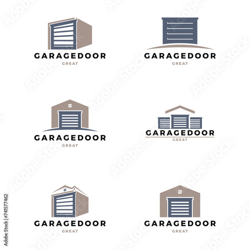 Set of Garage Door Icon Logo Design Template