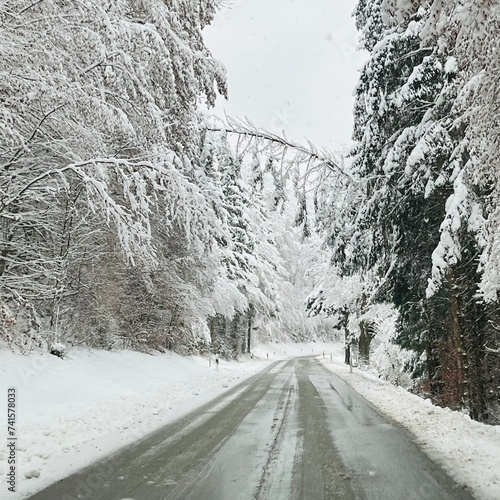 Winterlandschaft - verschneite Straße