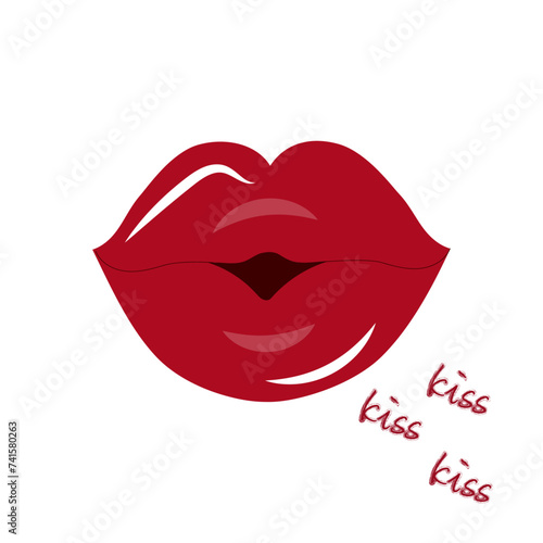 Lips with kiss text 