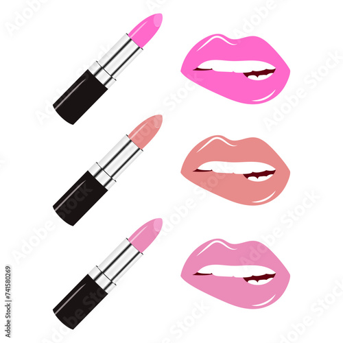 Woman’s lips with colored lipstick 