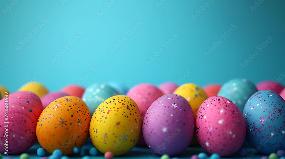 Colorful dyed easter eggs on blue background. Colorful dyed easter eggs on blue background.