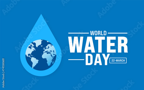 22 march is World Water Day background design template. World Water Day Save the water and ecology concept with vector abstract waterdrop background.