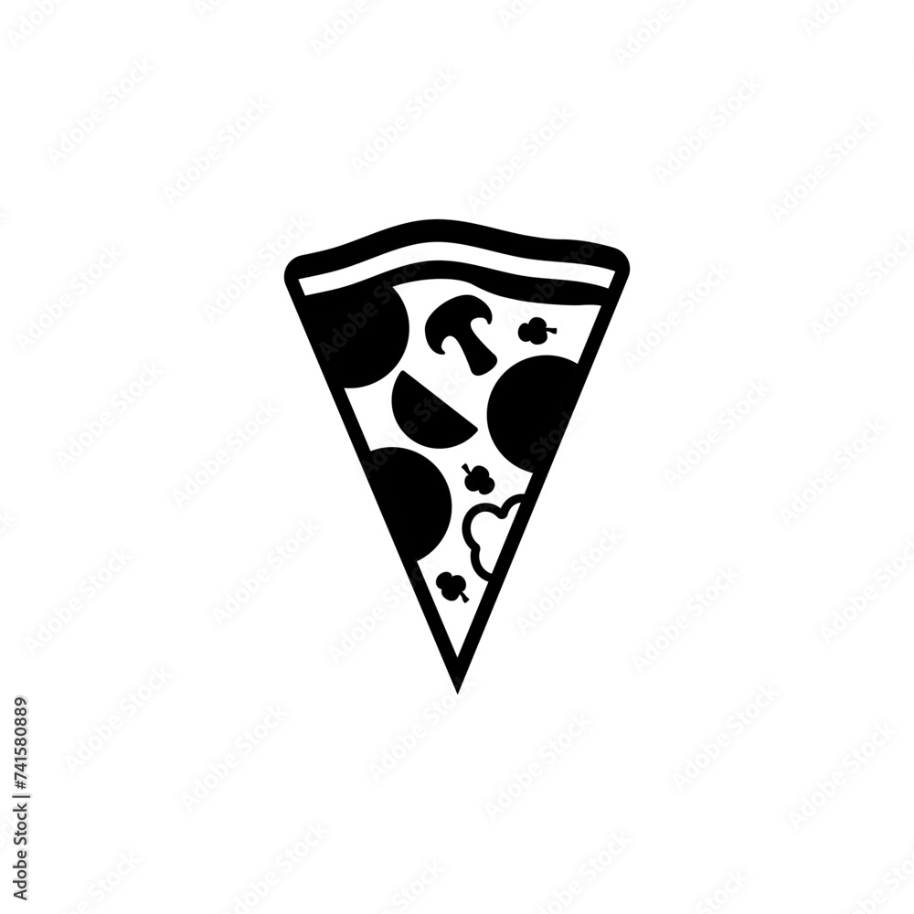 Pizza slice flat line icon. Pizza slice with pepperoni flat icon for apps and websites. Vector thin sign of italian fast food cafe Pizza slice flat line icon. Pizza slice with pepperoni flat icon for apps and websites. Vector thin sign of italian fast food cafe
