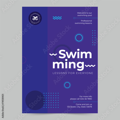 Swimming Lessons Flyer Template. A clean, modern, and high-quality design of Flyer vector design. Editable and customize template flyer (ID: 741581431)