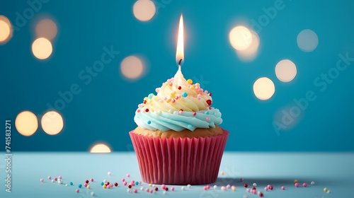 Birthday cake with sparkler candles on light background © ma