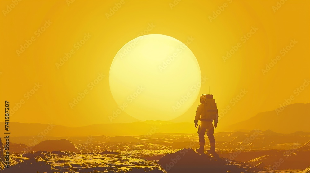 An astronaut on another planet