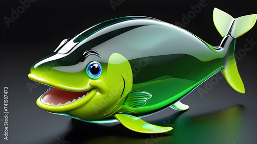 a cartoon character whale fish on a black background. illustration of fish. cartoon fish. fish clip art