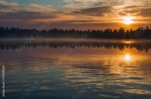 sunset over lake landscape background
