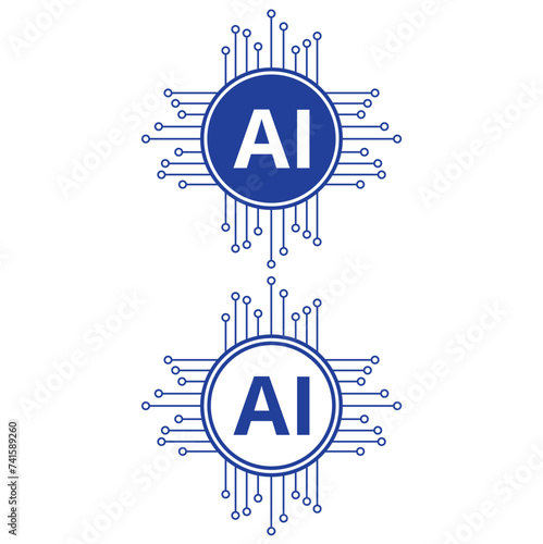 Pictograma de IA de inteligencia artificial. Tecnología relacionada con inteligencia artificial, computadoras y sistemas inteligentes,. Vector