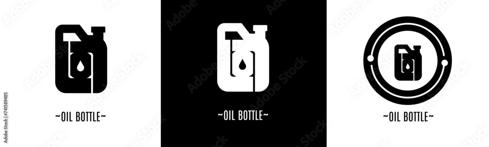 Oil bottle logo set. Collection of black and white logos. Stock vector. Oil bottle logo set. Collection of black and white logos. Stock vector.