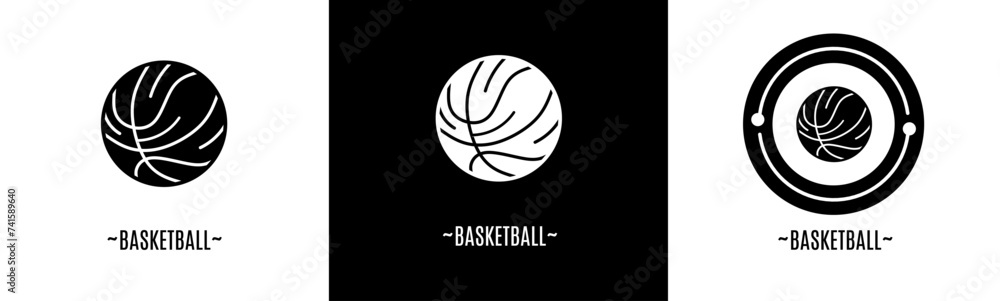 Basketball logo set. Collection of black and white logos. Stock vector. Basketball logo set. Collection of black and white logos. Stock vector.