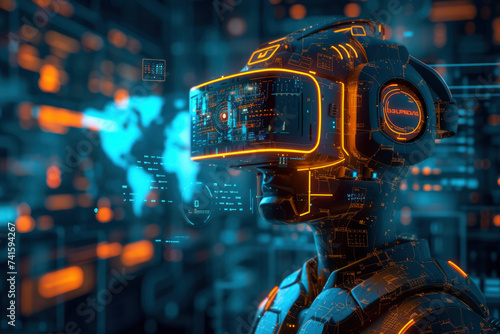 Augmented Reality (AR) and Virtual Reality (VR): CGI is integrated into AR and VR applications to create immersive experiences related to robotics © surassawadee