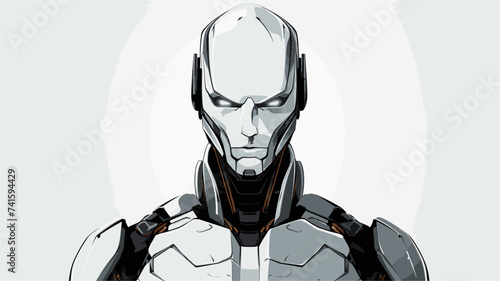 Abstract humanoid robot with sleek metallic features. simple Vector art