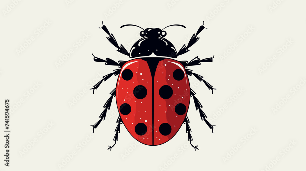 Abstract red ladybug with black spots. simple Vector art