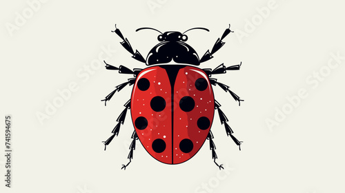 Abstract red ladybug with black spots. simple Vector art