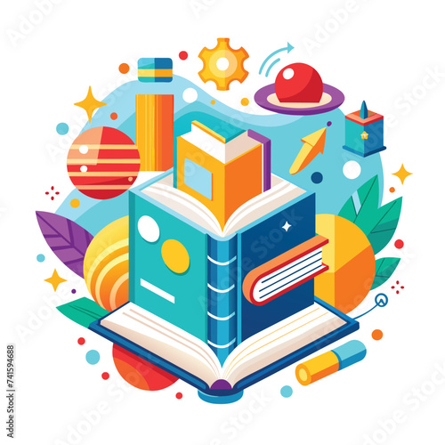 Cartoon book on library