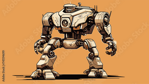 Abstract robot with built-in laser cutting tool. simple Vector art