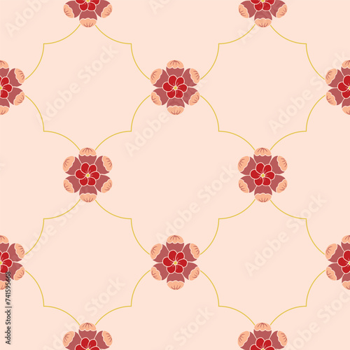Vector creme seamless pattern background: Peachy Rosettes.