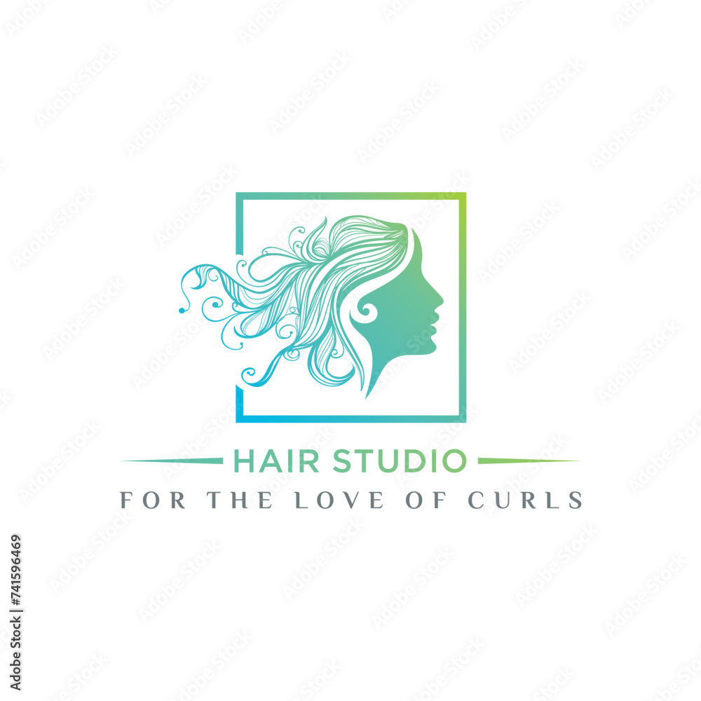 Hair beauty womens logo design for salon makeover hair stylist haidresser hair cut