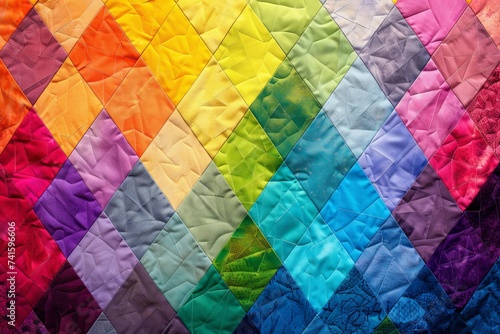 Illustration of a colorfull themed quilt pattern, background.