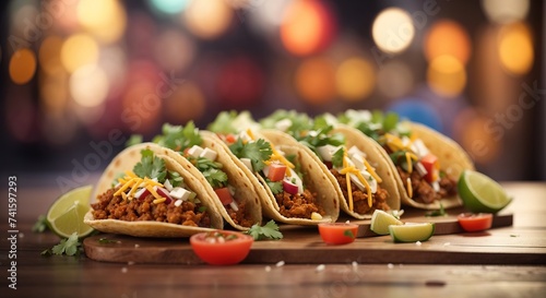 Tacos, street fast food, mexican cuisine popular dish photo