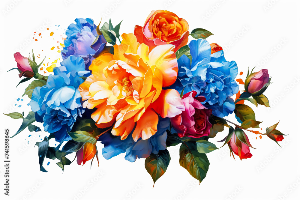 A delightful watercolor bouquet of wildflowers A delightful watercolor bouquet of wildflowers