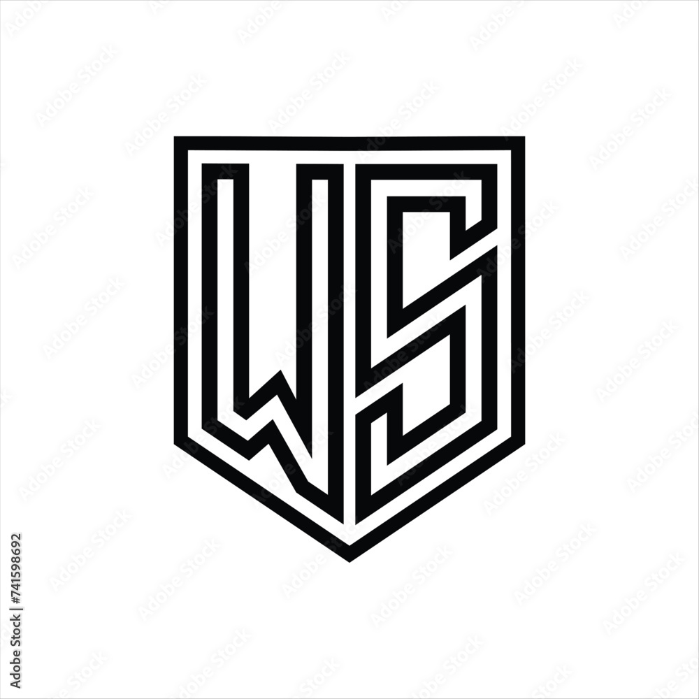 WS Letter Logo monogram shield geometric line inside shield isolated style design WS Letter Logo monogram shield geometric line inside shield isolated style design